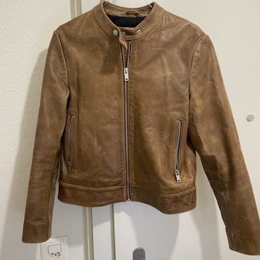 Blouson en cuir Mango marron
