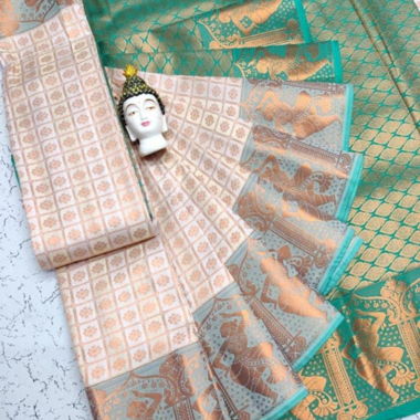 Sari in semi seta Kanchipuram