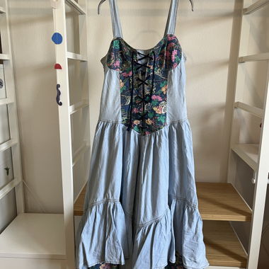 Corseted denim 80's dress