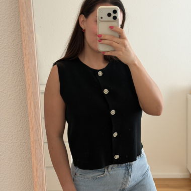 Gilet cardigan sans manches noir