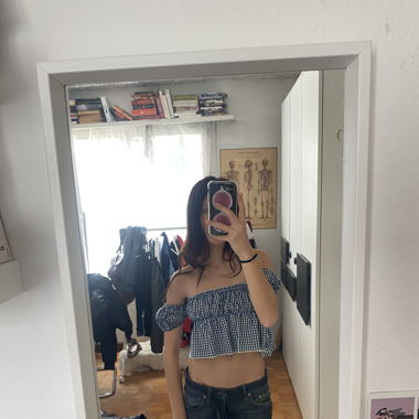 off shoulder gingham top