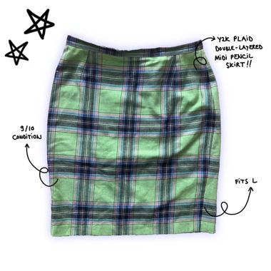 y2k vintage plaid tartan pencil skirt