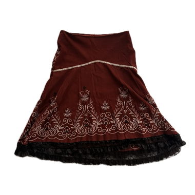 ana alcalar organge/brown midi skirt