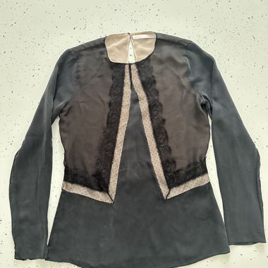 Schumacher Black Silk Blouse with Tulle Elegant S