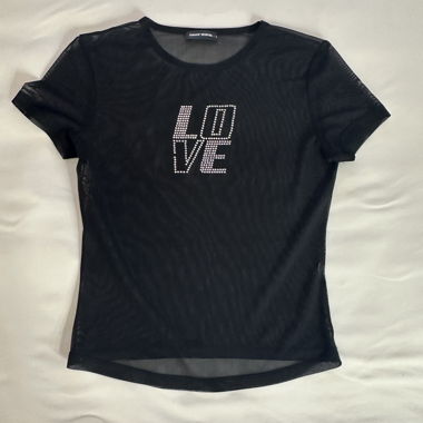 Carinissima t-shirt LOVE in mesh nero