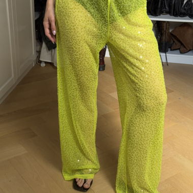Neon Sequins Mesh Pants