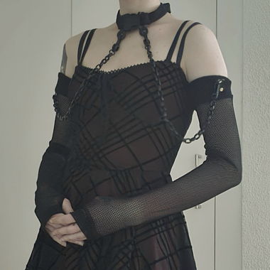 Punk rave choker with sleeves