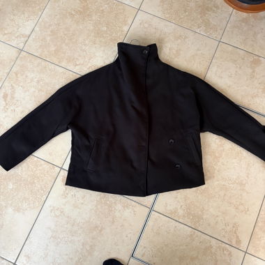 Cropped Black Trench Coat