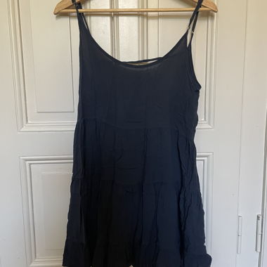 Dark blue dress with open back