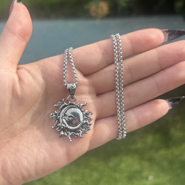 Celestial Sun Necklace Gothic Witchy Silver Chain