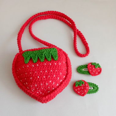 Erdbeer Häkeltasche Set
