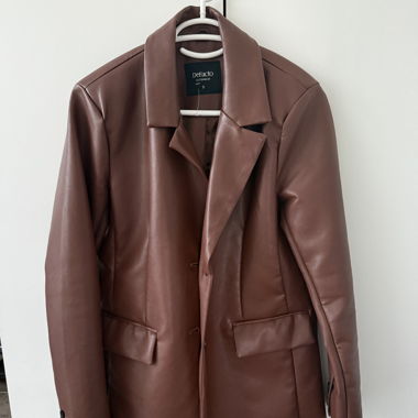Giacca blazer in ecopelle marrone