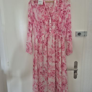 Robe longue fleurie rose XL