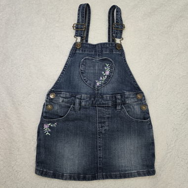 Benetton Denim Dress with Floral Embroidery