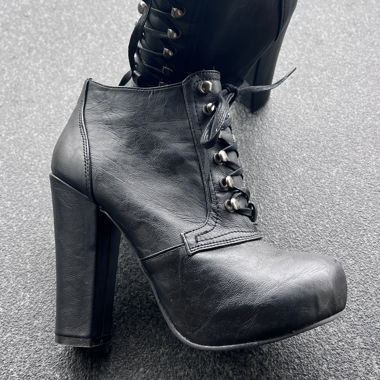 Black Lace-Up Ankle Boots