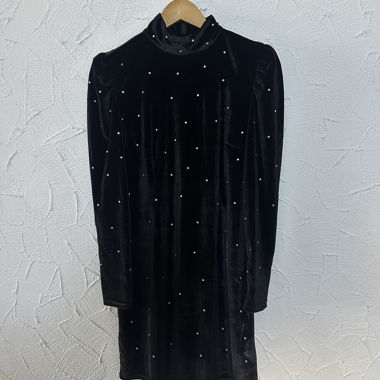 Abito in velluto nero con strass