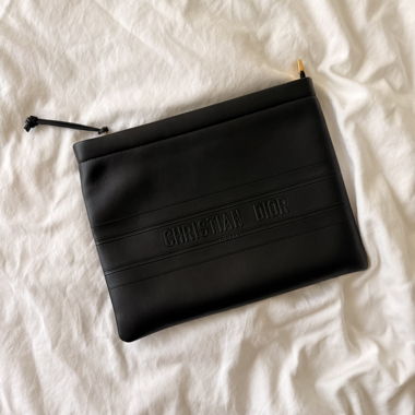 Pochette Christian Dior in pelle nera