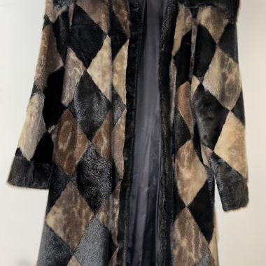 Manteau vintage en fausse fourrure à motif losanges