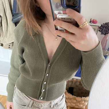 Khaki knitted Cardigan 