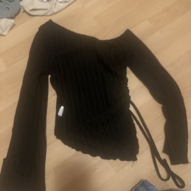 Black off-shoulder long-sleeve top