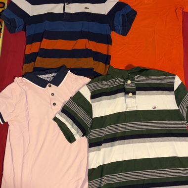 4 Polo; Lacoste, Hugo Boss, Tommy Hilfiger, Okaïdi