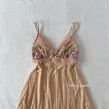 Babydoll en Tulle Nude Brodé (S)