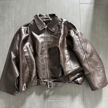 Giacca in ecopelle marrone scuro