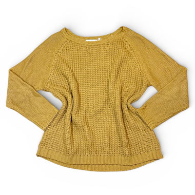 Yellow knit sweater with textured pattern
