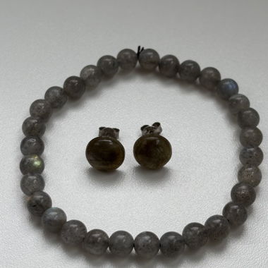 Bracciale e orecchini in Labradorite (argento 925)