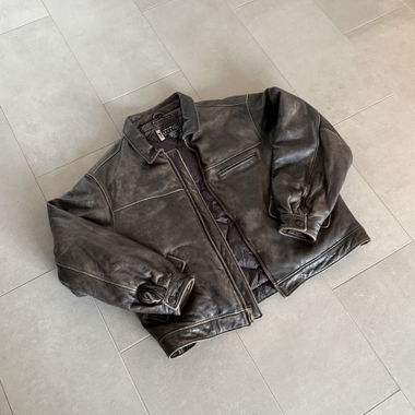 Vintage Leather Jacket Goose Down