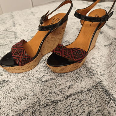 Hoch Schuhe schwarz-rot