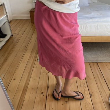 pink vintage midi skirt from brasil