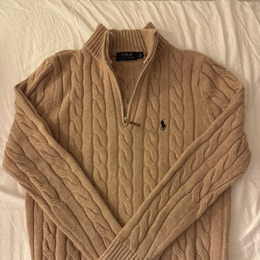 Polo Ralph Lauren Cotton Cable Half Zip Brown