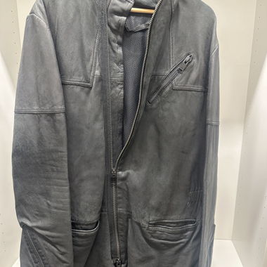 Giacca lunga in pelle nera