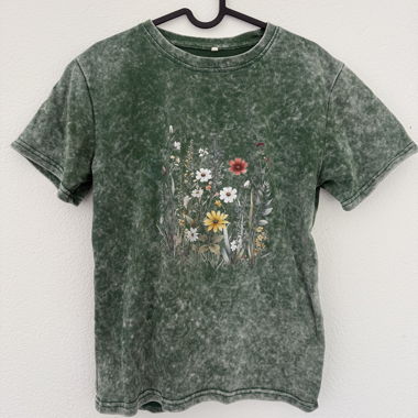 T-Shirt Batik Vert avec imprimé floral