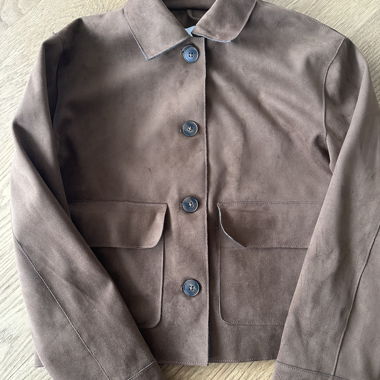 Giacca elegante effetto scamosciato –  Marrone 