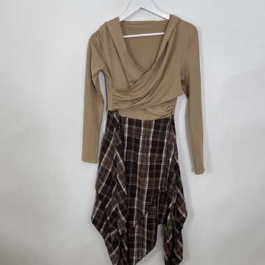 Plaid Asymmetric Hooded Dress