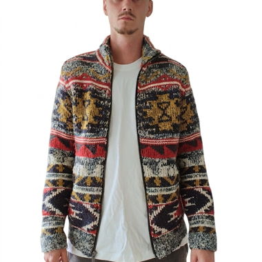 Veste tricotée à motifs avec zip