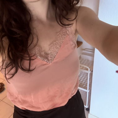 Pink Top mit Spitze Gr. XS