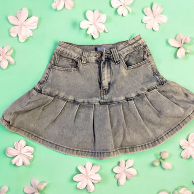 Denim Skirt with Built-in Shorts