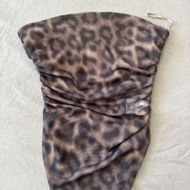 Transparentes Bustier-Top mit Leopardenmuster