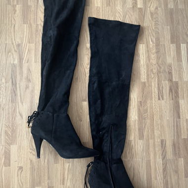 Stivali Neri Overknees con Tacco