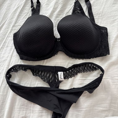 Triumph black bra and thong set