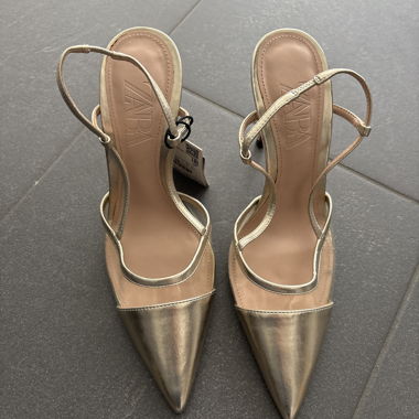 Gold Zara Slingback High Heels