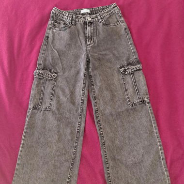 Jeans cargo, gris foncé