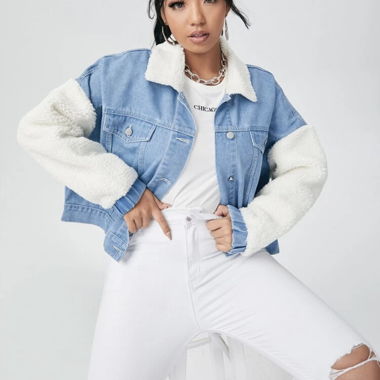 Veste en jean à doublure teddy