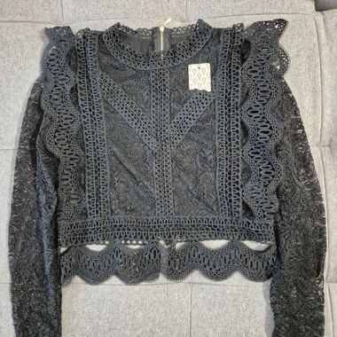 Black Lace Blouse with Zipper