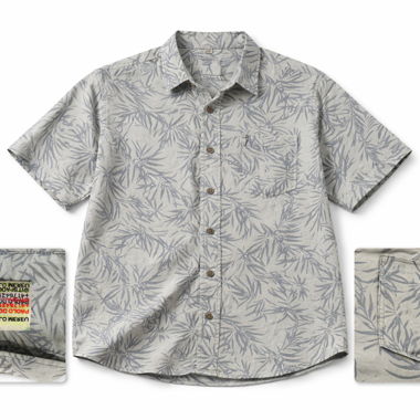 Camicia a maniche corte con motivo a foglie