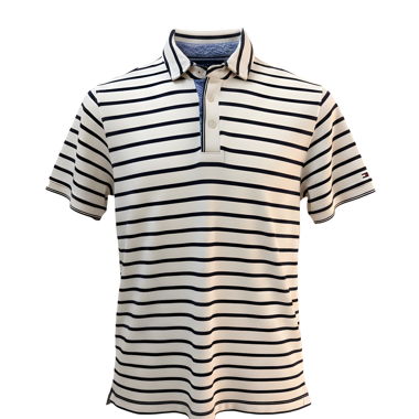 Weiss-Blau gestreiftes Poloshirt