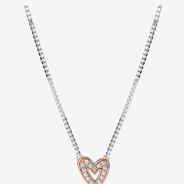 Neue Silber 925 Herz Zyrkonia Kette 